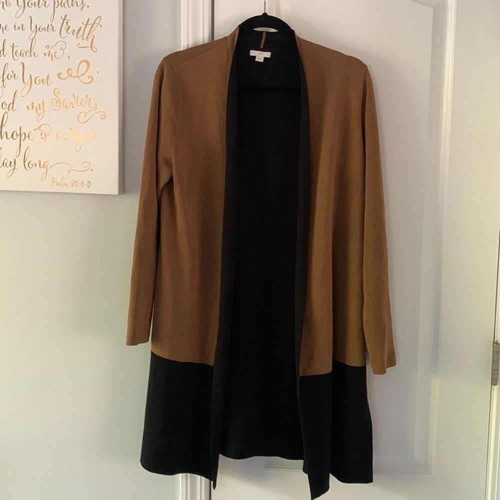 J Jill Brown Duster Cardigan‎ Sweater Open Front size S